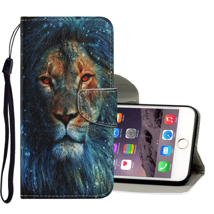 Coloured Drawing Pattern Horizontal Flip PU Leather Case with Holder & Card Slots & Wallet & Lanyard For iPhone 6 & 6s(Lion)-garmade.com