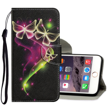 Coloured Drawing Pattern Horizontal Flip PU Leather Case with Holder & Card Slots & Wallet & Lanyard For iPhone 6 & 6s(Couple Butterfly)-garmade.com