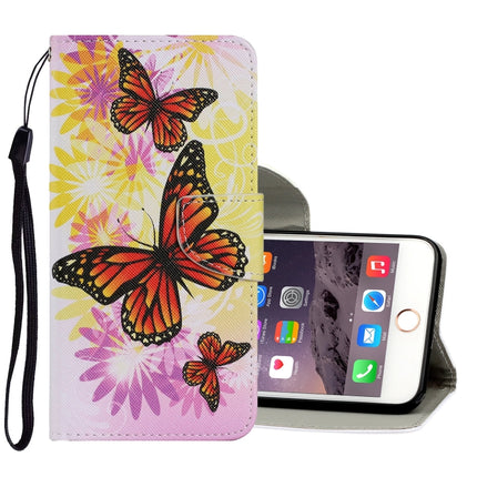 Coloured Drawing Pattern Horizontal Flip PU Leather Case with Holder & Card Slots & Wallet & Lanyard For iPhone 6 & 6s(Chrysanthemum Butterfly)-garmade.com