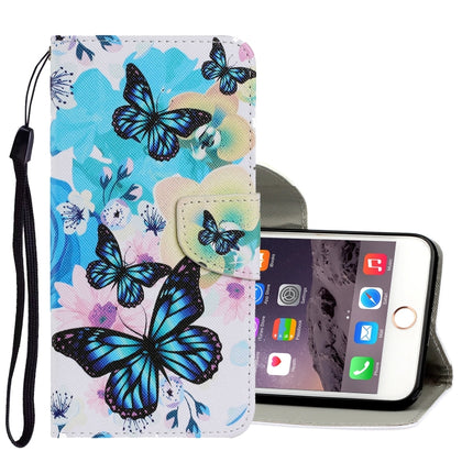 Coloured Drawing Pattern Horizontal Flip PU Leather Case with Holder & Card Slots & Wallet & Lanyard For iPhone 6 & 6s(Purple Butterfly)-garmade.com