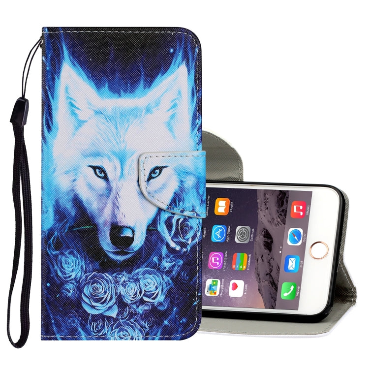 Coloured Drawing Pattern Horizontal Flip PU Leather Case with Holder & Card Slots & Wallet & Lanyard For iPhone 6 Plus & 6s Plus(Rose Wolf)-garmade.com