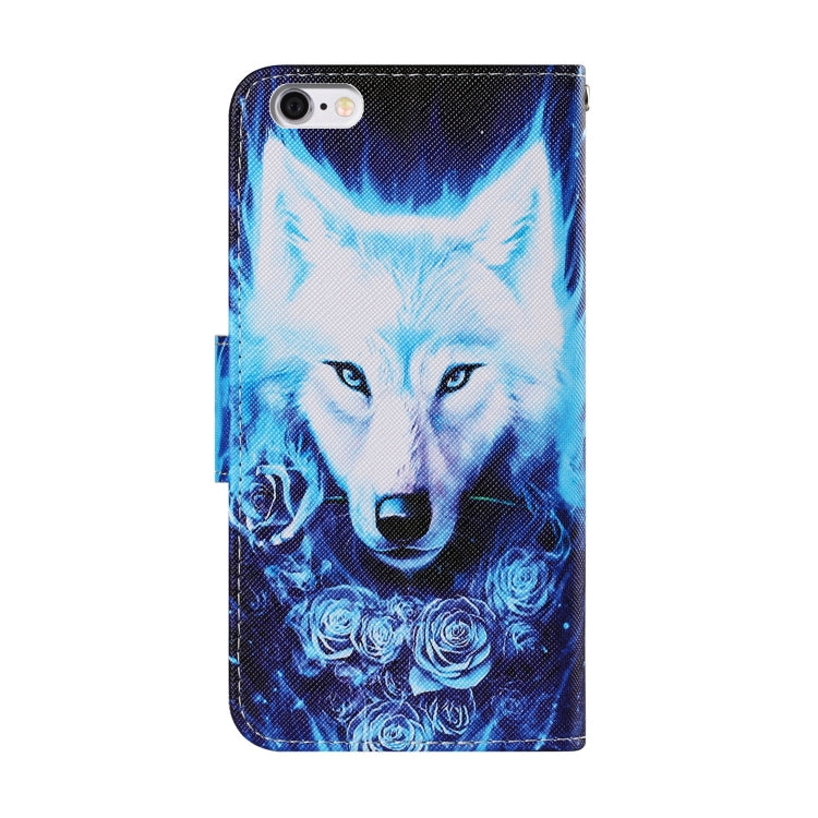 Coloured Drawing Pattern Horizontal Flip PU Leather Case with Holder & Card Slots & Wallet & Lanyard For iPhone 6 Plus & 6s Plus(Rose Wolf)-garmade.com