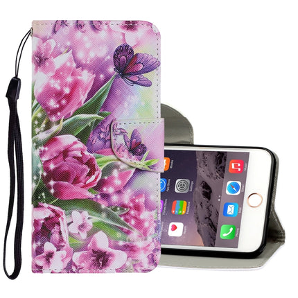 Coloured Drawing Pattern Horizontal Flip PU Leather Case with Holder & Card Slots & Wallet & Lanyard For iPhone 6 Plus & 6s Plus(Rose Butterfly)-garmade.com