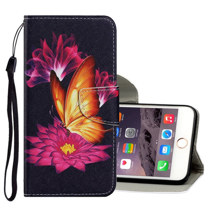 Coloured Drawing Pattern Horizontal Flip PU Leather Case with Holder & Card Slots & Wallet & Lanyard For iPhone 6 Plus & 6s Plus(Big Golden Butterfly)-garmade.com