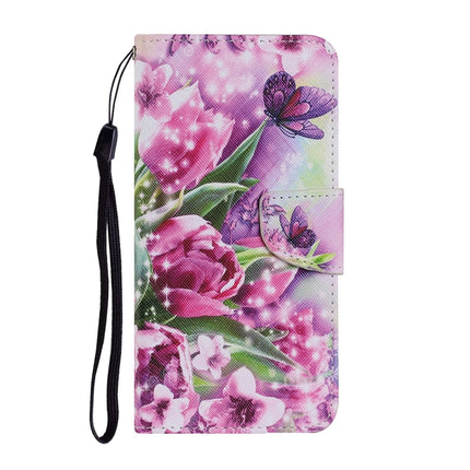 Coloured Drawing Pattern Horizontal Flip PU Leather Case with Holder & Card Slots & Wallet & Lanyard For iPhone X / XS(Rose Butterfly)-garmade.com