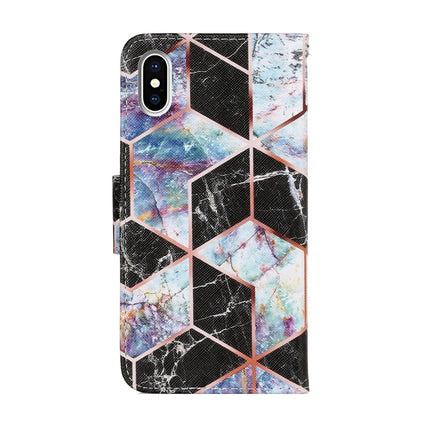 Coloured Drawing Pattern Horizontal Flip PU Leather Case with Holder & Card Slots & Wallet & Lanyard For iPhone X / XS(Black Marble)-garmade.com