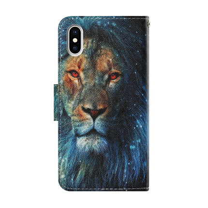 Coloured Drawing Pattern Horizontal Flip PU Leather Case with Holder & Card Slots & Wallet & Lanyard For iPhone X / XS(Lion)-garmade.com