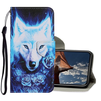 Coloured Drawing Pattern Horizontal Flip PU Leather Case with Holder & Card Slots & Wallet & Lanyard For iPhone XR(Rose Wolf)-garmade.com