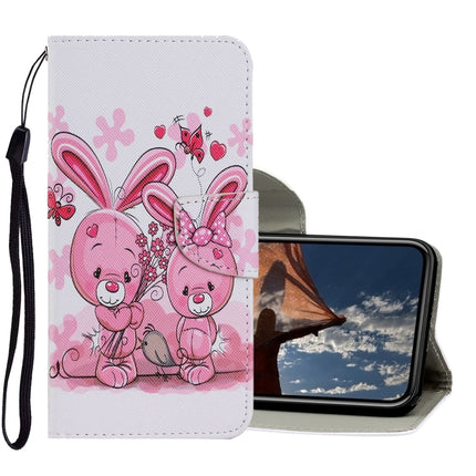 Coloured Drawing Pattern Horizontal Flip PU Leather Case with Holder & Card Slots & Wallet & Lanyard For iPhone XR(Cute Rabbit)-garmade.com