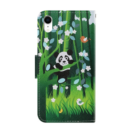 Coloured Drawing Pattern Horizontal Flip PU Leather Case with Holder & Card Slots & Wallet & Lanyard For iPhone XR(Panda)-garmade.com