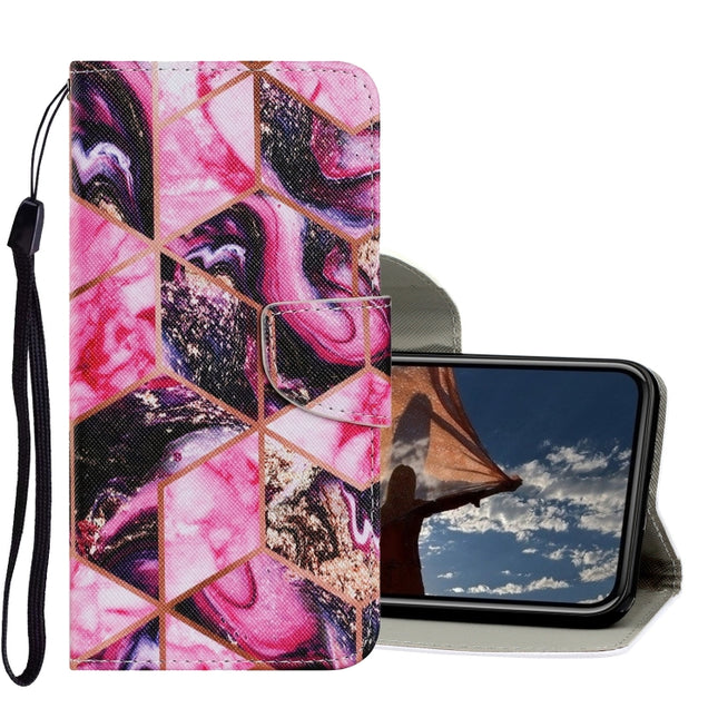Coloured Drawing Pattern Horizontal Flip PU Leather Case with Holder & Card Slots & Wallet & Lanyard For iPhone XR(Purple Marble)-garmade.com