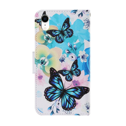 Coloured Drawing Pattern Horizontal Flip PU Leather Case with Holder & Card Slots & Wallet & Lanyard For iPhone XR(Purple Butterfly)-garmade.com
