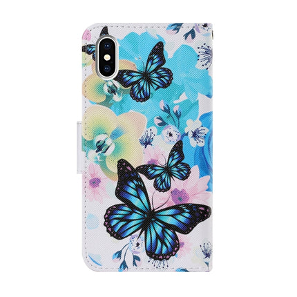 Coloured Drawing Pattern Horizontal Flip PU Leather Case with Holder & Card Slots & Wallet & Lanyard For iPhone XS Max(Purple Butterfly)-garmade.com
