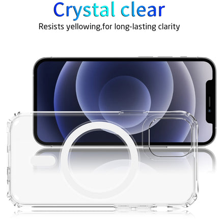 Magsafe Case Magnetic Ring Clear Crystal Acrylic +TPU Four-corner Airbag Shockproof Case For iPhone 12 Pro Max(Transparent)-garmade.com