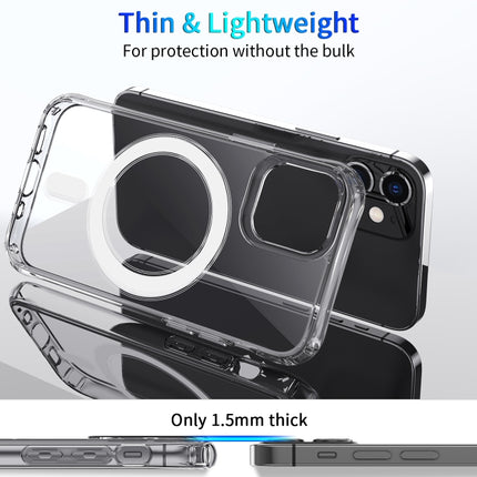 Magsafe Case Magnetic Ring Clear Crystal Acrylic +TPU Four-corner Airbag Shockproof Case For iPhone 12 Pro Max(Transparent)-garmade.com