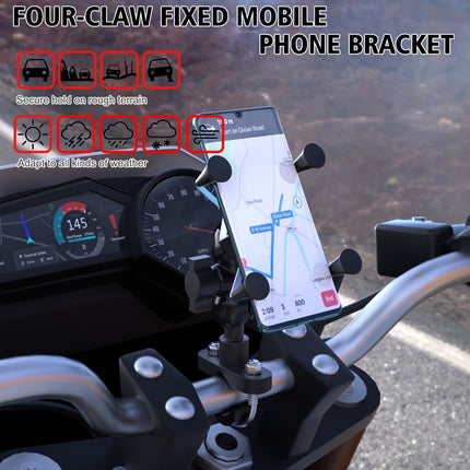 WUPP CS-1133A1 Motorcycle Four-claw X Shape Adjustable Mobile Phone Holder Bracket, Double Tap Buckle Version-garmade.com