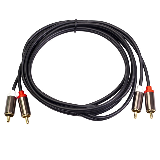 3660B 2 x RCA to 2 x RCA Gold-plated Audio Cable, Cable Length:1m(Black)-garmade.com
