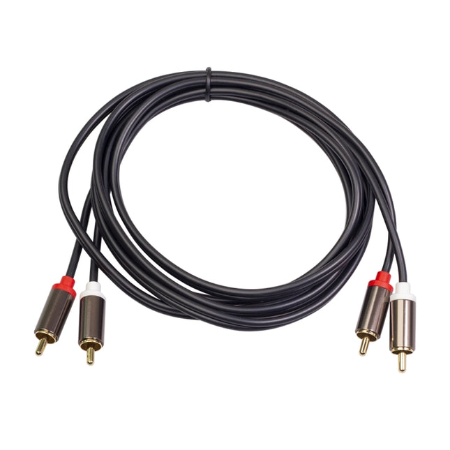 3660B 2 x RCA to 2 x RCA Gold-plated Audio Cable, Cable Length:2m(Black)-garmade.com