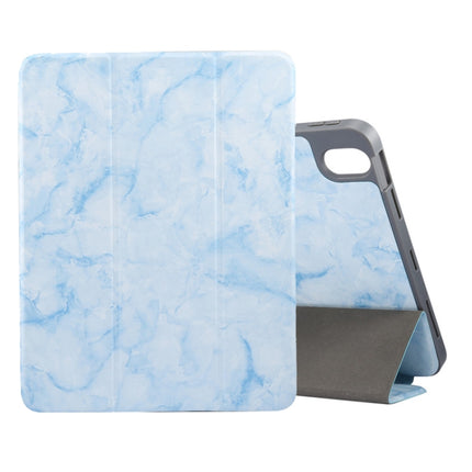 Marble Texture Pattern Horizontal Flip Leather Case, with Three-folding Holder & Sleep / Wake-up For iPad Air 2022 / 2020 10.9(Blue)-garmade.com