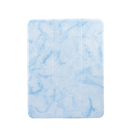 Marble Texture Pattern Horizontal Flip Leather Case, with Three-folding Holder & Sleep / Wake-up For iPad Air 2022 / 2020 10.9(Blue)-garmade.com