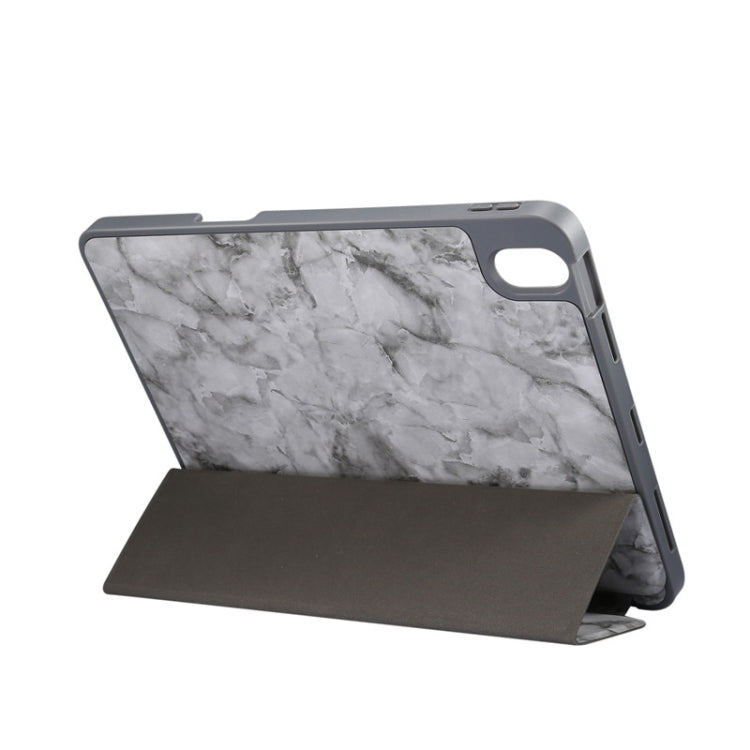 Marble Texture Pattern Horizontal Flip Leather Case, with Three-folding Holder & Sleep / Wake-up For iPad Air 2022 / 2020 10.9(Black Gray)-garmade.com