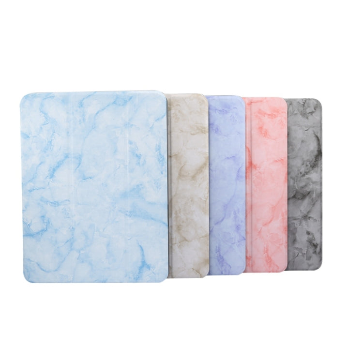 Marble Texture Pattern Horizontal Flip Leather Case, with Three-folding Holder & Sleep / Wake-up For iPad Air 2022 / 2020 10.9(Black Gray)-garmade.com