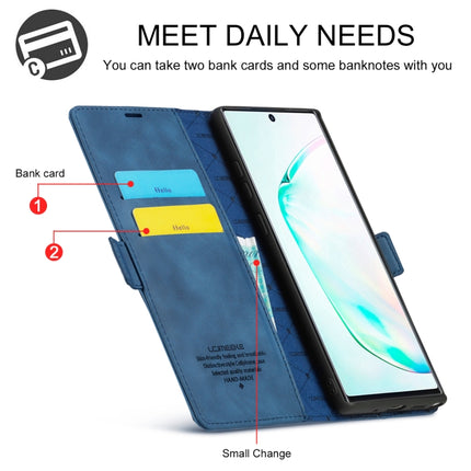 For Samsung Galaxy Note10 LC.IMEEK Strong Magnetism Ultra-thin Horizontal Flip Shockproof Matte TPU + PU Leather Case with Holder & Card Slots & Wallet(Blue)-garmade.com