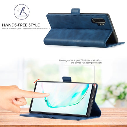 For Samsung Galaxy Note10 LC.IMEEK Strong Magnetism Ultra-thin Horizontal Flip Shockproof Matte TPU + PU Leather Case with Holder & Card Slots & Wallet(Blue)-garmade.com