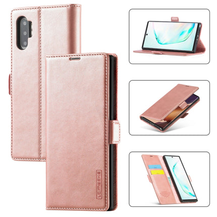 For Samsung Galaxy Note10 LC.IMEEK Strong Magnetism Ultra-thin Horizontal Flip Shockproof Matte TPU + PU Leather Case with Holder & Card Slots & Wallet(Rose Gold)-garmade.com
