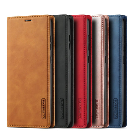 For Samsung Galaxy Note10 LC.IMEEK Strong Magnetism Ultra-thin Horizontal Flip Shockproof Matte TPU + PU Leather Case with Holder & Card Slots & Wallet(Brown)-garmade.com