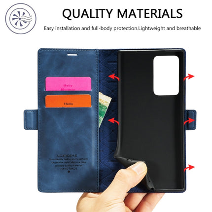 For Samsung Galaxy Note20 Ultra LC.IMEEK Strong Magnetism Ultra-thin Horizontal Flip Shockproof Matte TPU + PU Leather Case with Holder & Card Slots & Wallet(Blue)-garmade.com