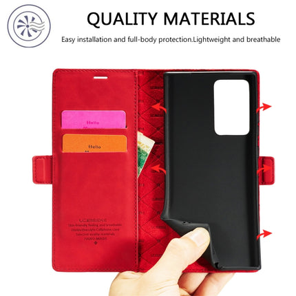 For Samsung Galaxy Note20 Ultra LC.IMEEK Strong Magnetism Ultra-thin Horizontal Flip Shockproof Matte TPU + PU Leather Case with Holder & Card Slots & Wallet(Red)-garmade.com