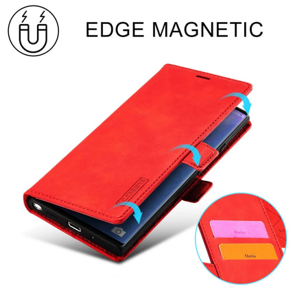 For Samsung Galaxy Note20 Ultra LC.IMEEK Strong Magnetism Ultra-thin Horizontal Flip Shockproof Matte TPU + PU Leather Case with Holder & Card Slots & Wallet(Red)-garmade.com