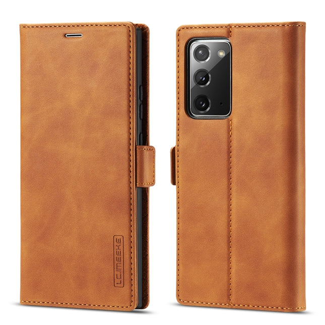 For Samsung Galaxy Note20 LC.IMEEK Strong Magnetism Ultra-thin Horizontal Flip Shockproof Matte TPU + PU Leather Case with Holder & Card Slots & Wallet(Brown)-garmade.com