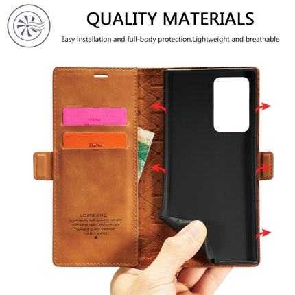 For Samsung Galaxy Note20 LC.IMEEK Strong Magnetism Ultra-thin Horizontal Flip Shockproof Matte TPU + PU Leather Case with Holder & Card Slots & Wallet(Brown)-garmade.com