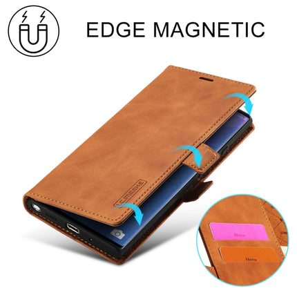 For Samsung Galaxy Note20 LC.IMEEK Strong Magnetism Ultra-thin Horizontal Flip Shockproof Matte TPU + PU Leather Case with Holder & Card Slots & Wallet(Brown)-garmade.com