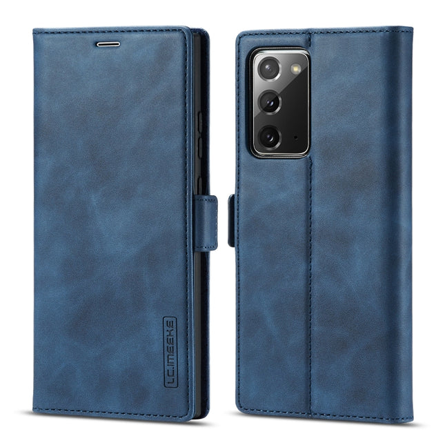 For Samsung Galaxy Note20 LC.IMEEK Strong Magnetism Ultra-thin Horizontal Flip Shockproof Matte TPU + PU Leather Case with Holder & Card Slots & Wallet(Blue)-garmade.com