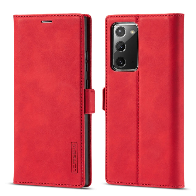 For Samsung Galaxy Note20 LC.IMEEK Strong Magnetism Ultra-thin Horizontal Flip Shockproof Matte TPU + PU Leather Case with Holder & Card Slots & Wallet(Red)-garmade.com