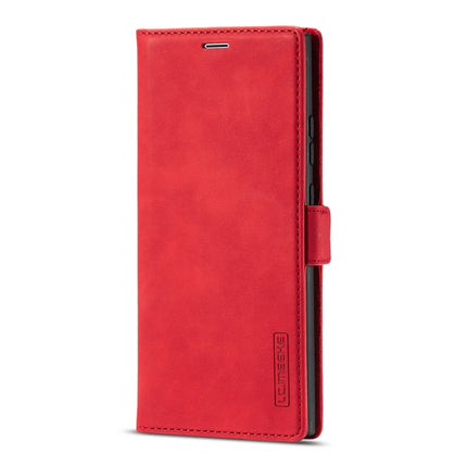 For Samsung Galaxy Note20 LC.IMEEK Strong Magnetism Ultra-thin Horizontal Flip Shockproof Matte TPU + PU Leather Case with Holder & Card Slots & Wallet(Red)-garmade.com