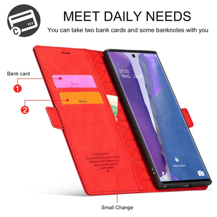 For Samsung Galaxy Note20 LC.IMEEK Strong Magnetism Ultra-thin Horizontal Flip Shockproof Matte TPU + PU Leather Case with Holder & Card Slots & Wallet(Red)-garmade.com