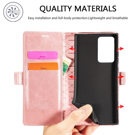For Samsung Galaxy Note20 LC.IMEEK Strong Magnetism Ultra-thin Horizontal Flip Shockproof Matte TPU + PU Leather Case with Holder & Card Slots & Wallet(Rose Gold)-garmade.com