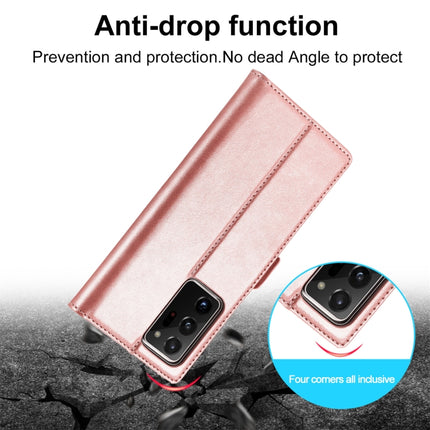 For Samsung Galaxy Note20 LC.IMEEK Strong Magnetism Ultra-thin Horizontal Flip Shockproof Matte TPU + PU Leather Case with Holder & Card Slots & Wallet(Rose Gold)-garmade.com