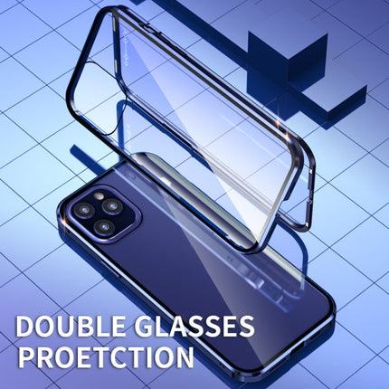 Double Sides Tempered Glass Magnetic Adsorption Metal Frame HD Screen Case For iPhone 12 Pro Max(Black)-garmade.com