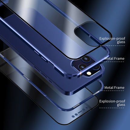 Double Sides Tempered Glass Magnetic Adsorption Metal Frame HD Screen Case For iPhone 12 Pro Max(Silver)-garmade.com