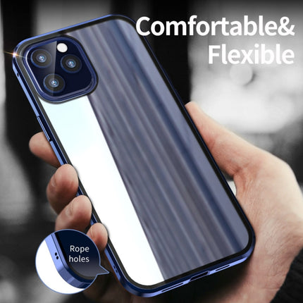 Double Sides Tempered Glass Magnetic Adsorption Metal Frame HD Screen Case For iPhone 12 Pro Max(Blue)-garmade.com