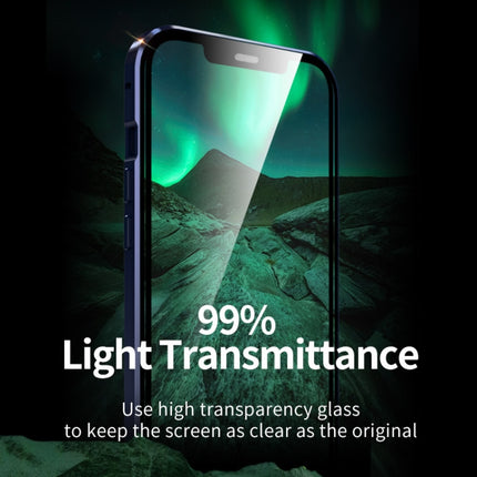 Double Sides Tempered Glass Magnetic Adsorption Metal Frame HD Screen Case For iPhone 12 Pro Max(Bright Green)-garmade.com