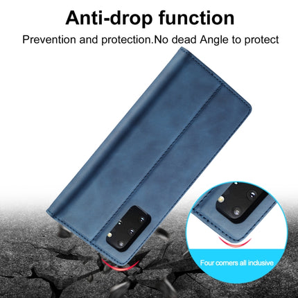 For Samsung Galaxy S20 LC.IMEEKE Strong Magnetism Ultra-thin Horizontal Flip Shockproof Matte TPU + PU Leather Case with Holder & Card Slots & Wallet(Blue)-garmade.com