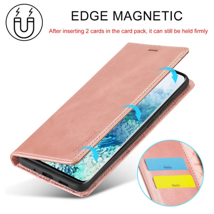 For Samsung Galaxy S20 LC.IMEEKE Strong Magnetism Ultra-thin Horizontal Flip Shockproof Matte TPU + PU Leather Case with Holder & Card Slots & Wallet(Rose Gold)-garmade.com