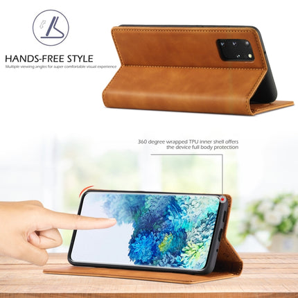 For Samsung Galaxy S20 LC.IMEEKE Strong Magnetism Ultra-thin Horizontal Flip Shockproof Matte TPU + PU Leather Case with Holder & Card Slots & Wallet(Brown)-garmade.com