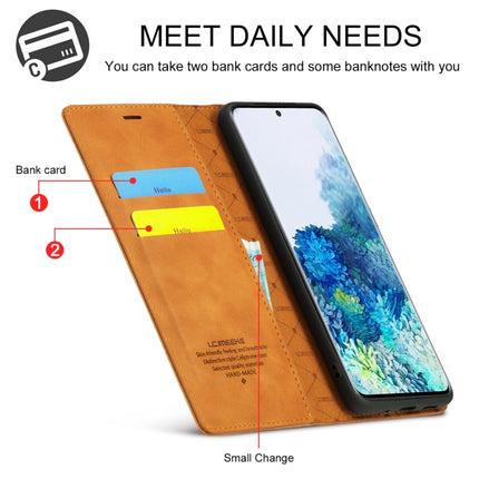 For Samsung Galaxy S20 LC.IMEEKE Strong Magnetism Ultra-thin Horizontal Flip Shockproof Matte TPU + PU Leather Case with Holder & Card Slots & Wallet(Brown)-garmade.com